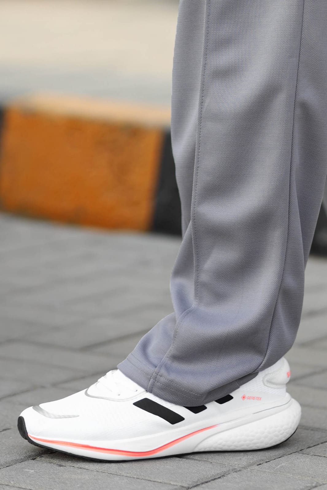 Plain Stripe Line Loose Bottom Trouser In Grey